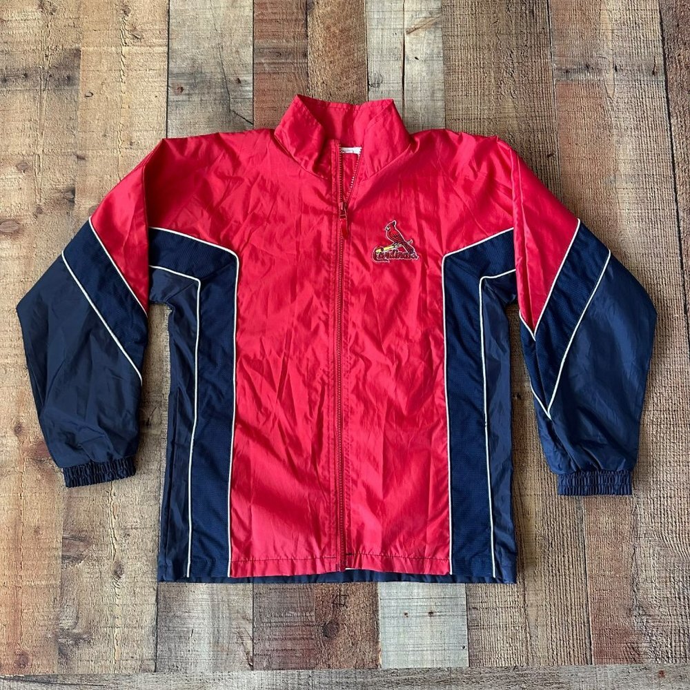 Genuine MLB St Louis Cardinals Red & Navy Windbreaker Jacket Youth L 12/14 Nylon
